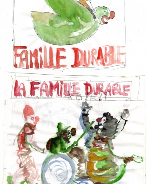 Recherches pour l'affiche du spectacle "La famille durable"
