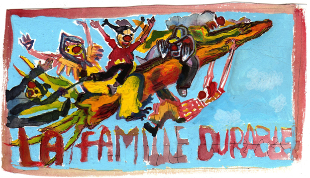 Recherches pour l'affiche du spectacle "La famille durable"